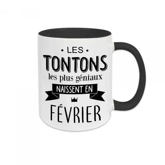 Mug céramique personnalisable, Les tontons les plus géniaux naissent en..., personnalisez le mois de votre choix