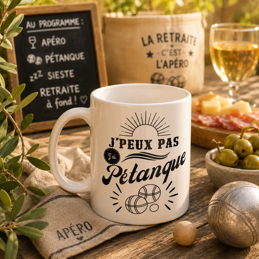 Mug céramique J'peux pas j'ai pétanque