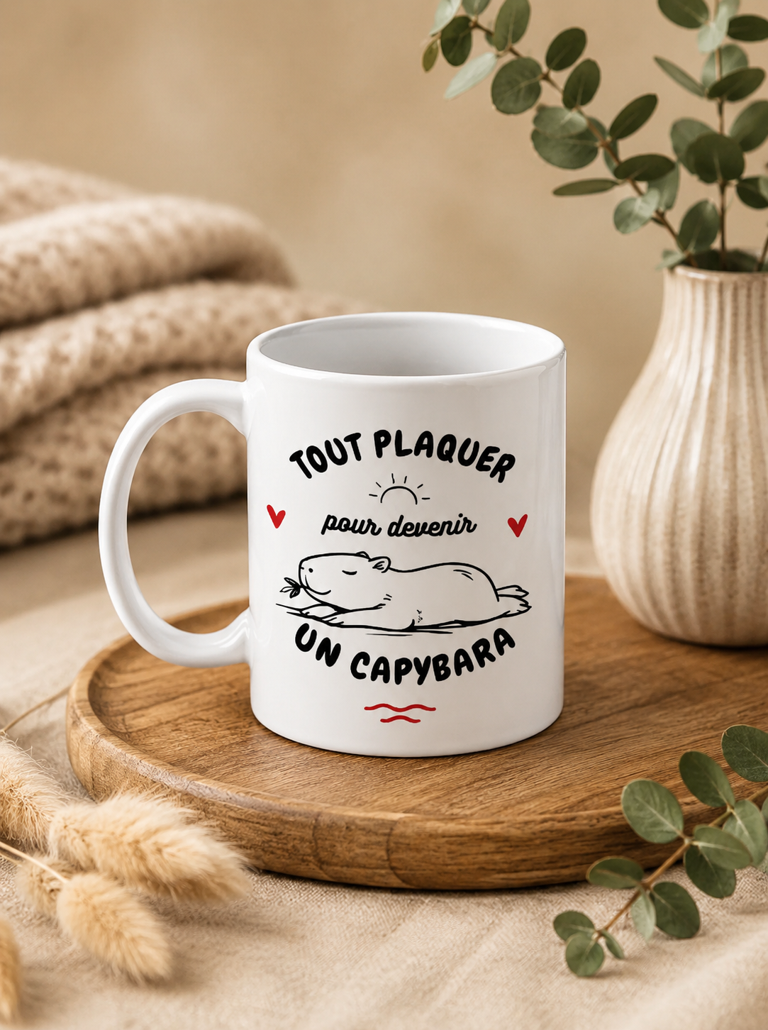 Mug céramique Tout plaquer pour devenir un capybara Encre et Créations