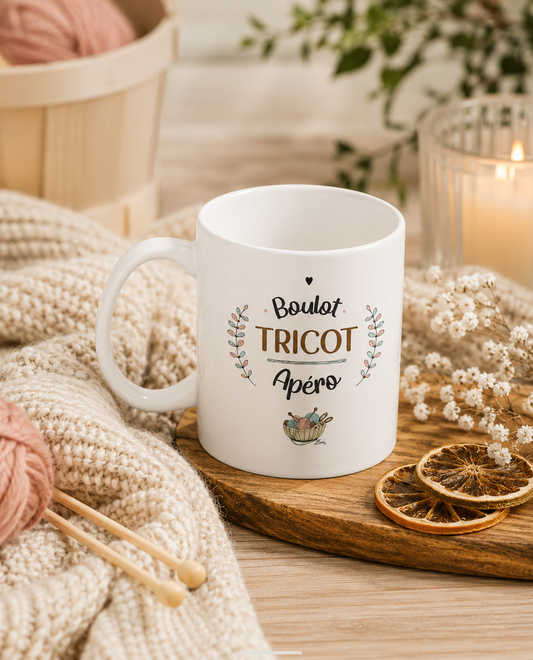 Mug céramique Boulot tricot apéro