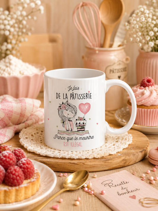 Mug céramique Je fais de la pâtisserie parce que le meurtre est illégal