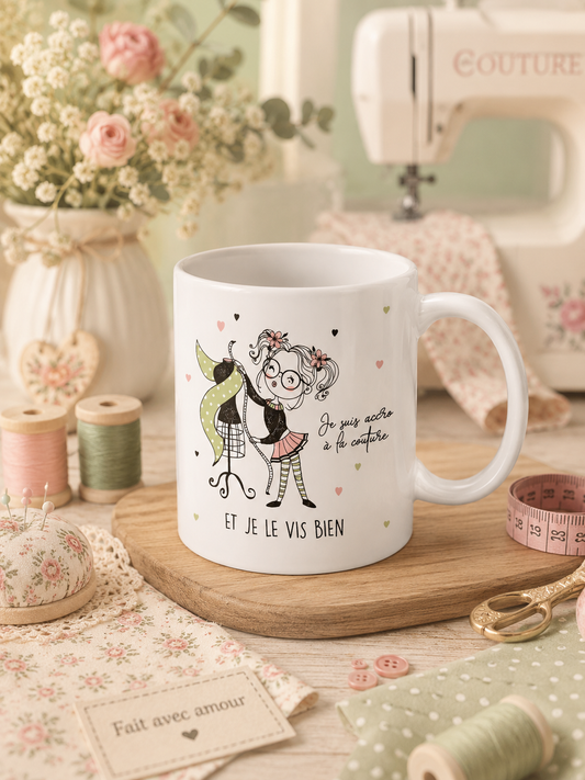 Mug céramique Je suis accro à la couture