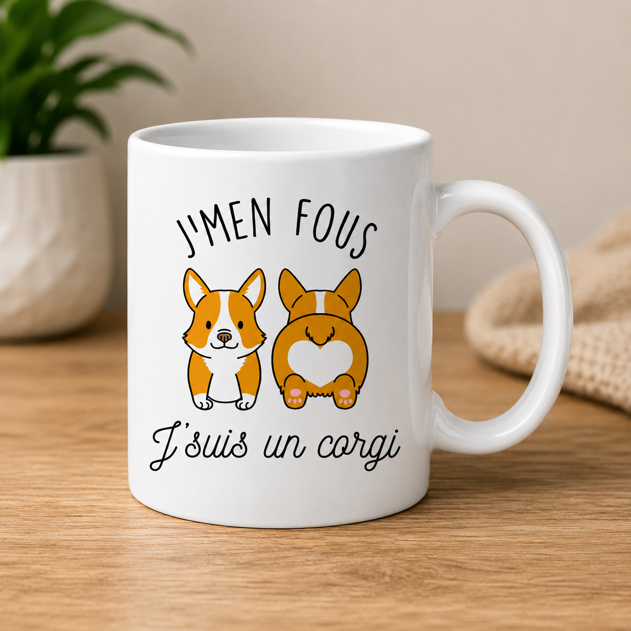 Mug céramique J'men fou j'suis un corgi