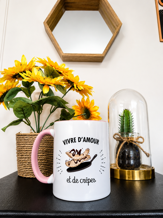 Mug céramique Vivre d'amour et de crêpes