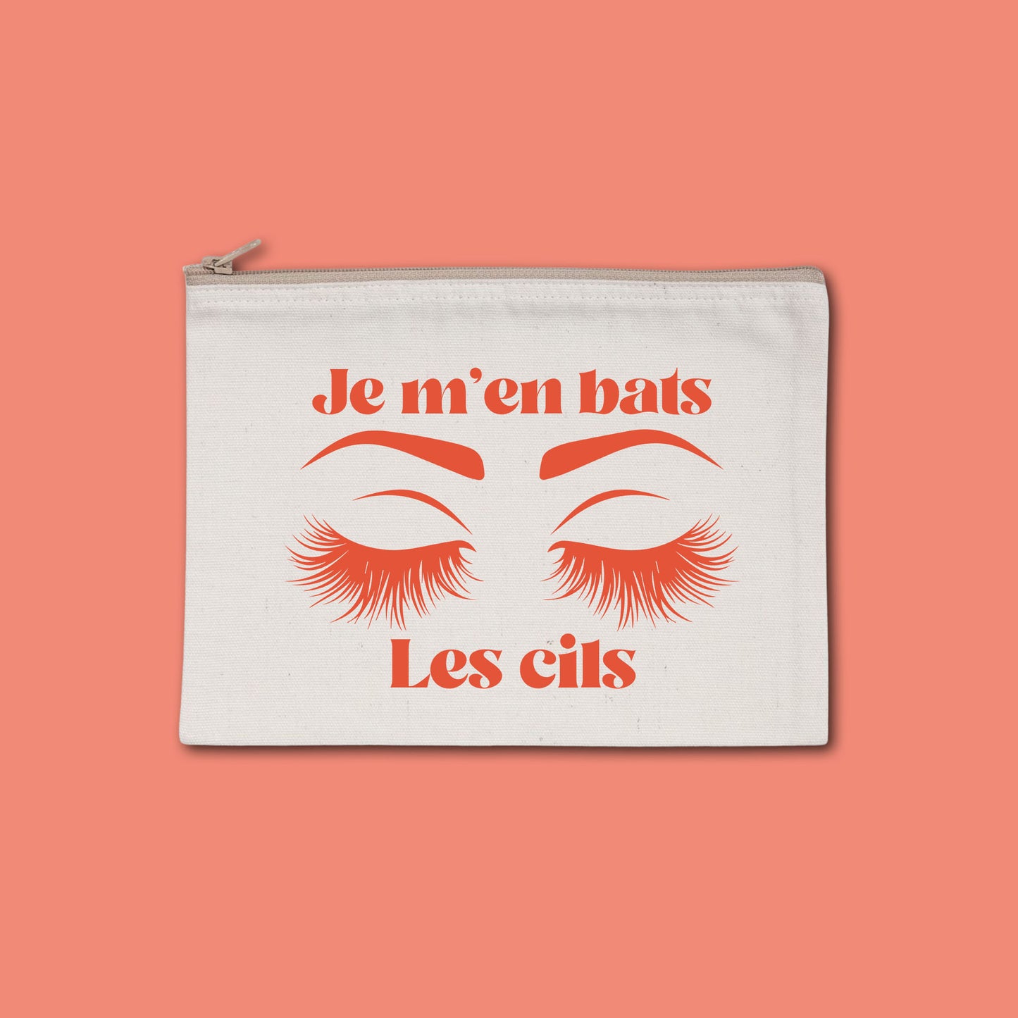 Pochette zippée recyclée Je m'en bats les cils
