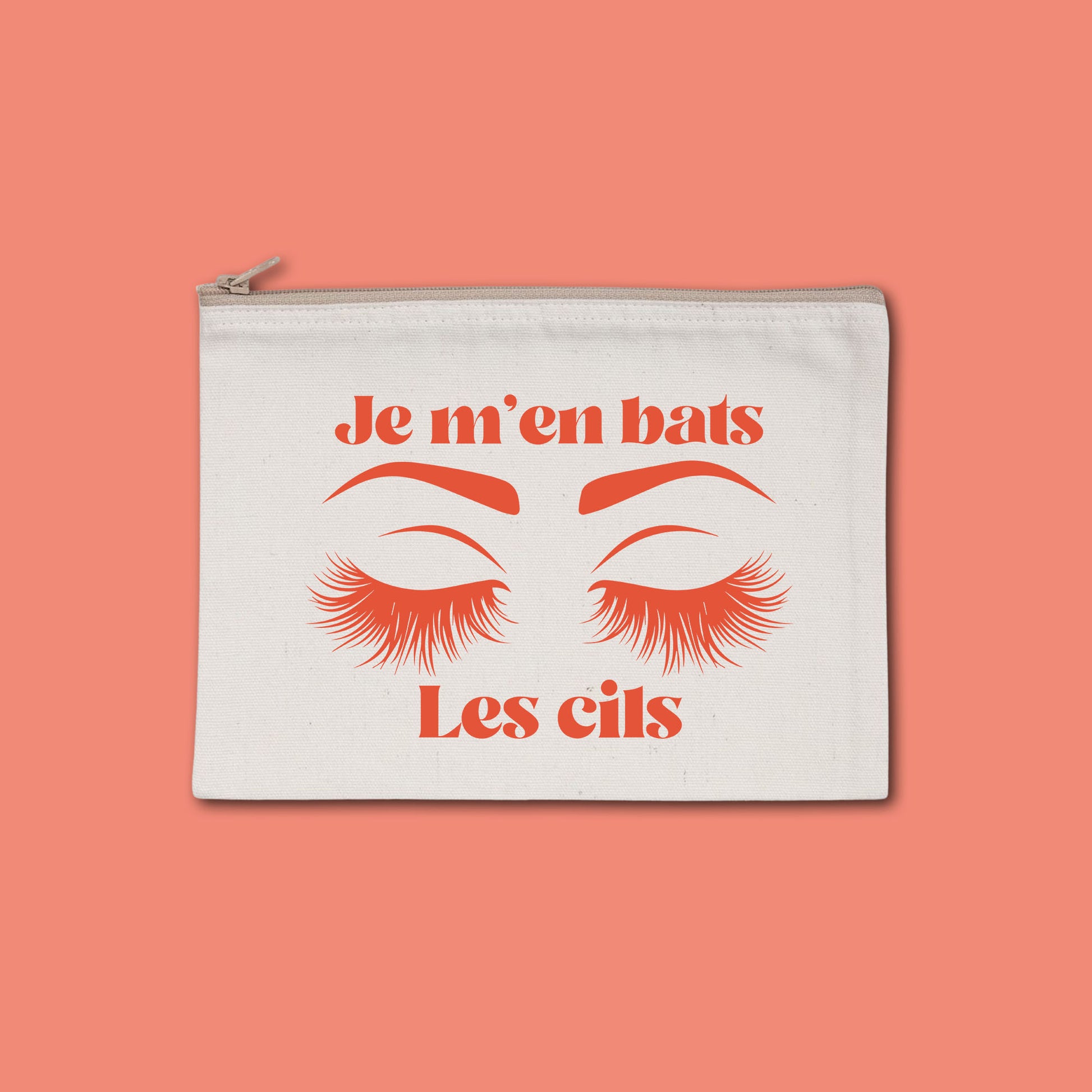 Pochette zippée recyclée Je m'en bats les cils