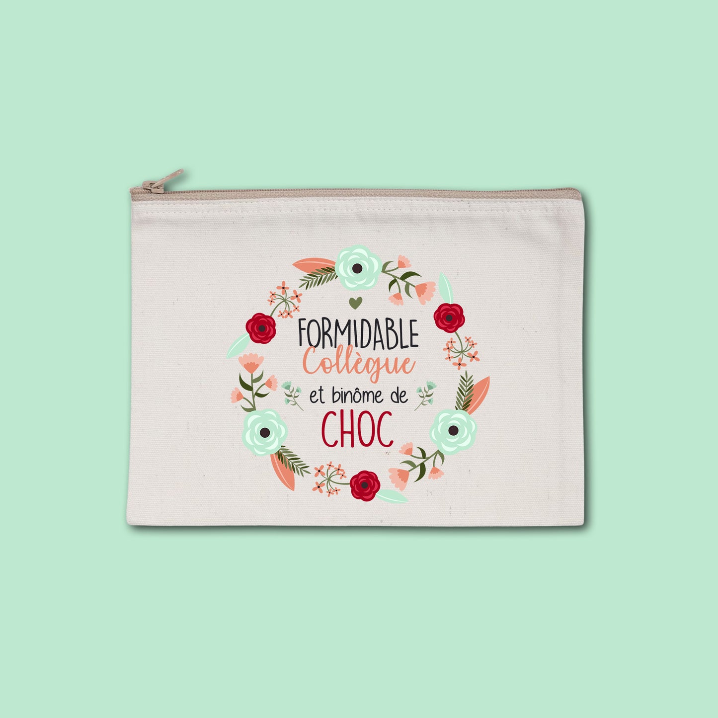 Pochette zippée recyclée Formidable collègue et binôme de choc