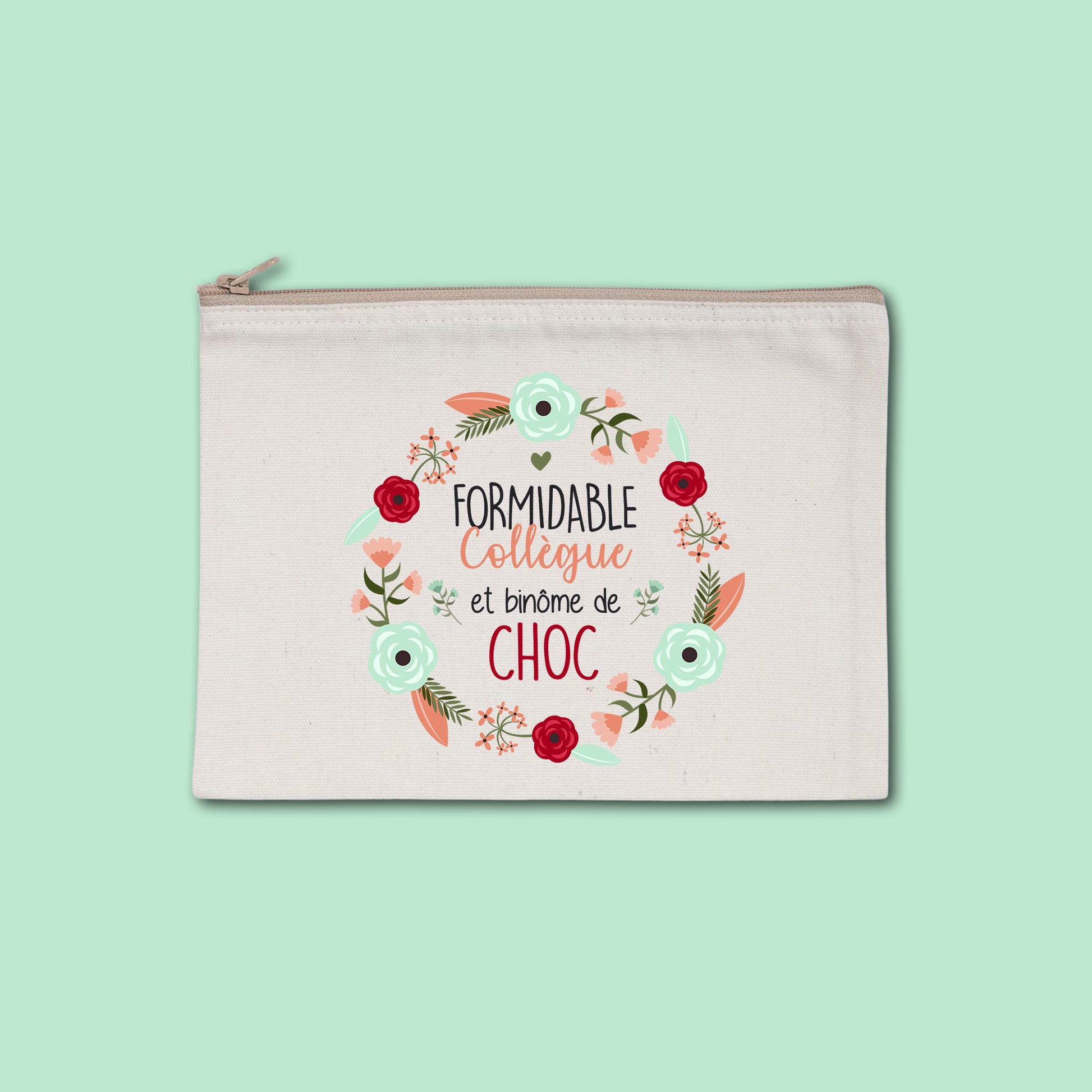 Pochette zippée recyclée Formidable collègue et binôme de choc