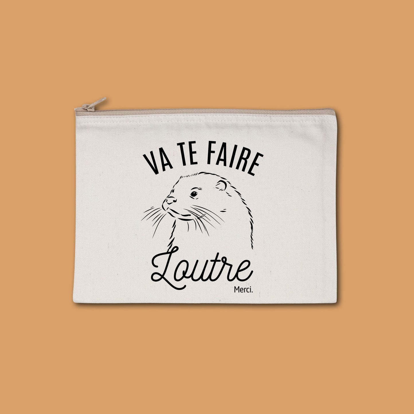 Pochette zippée recyclée Va te faire loutre