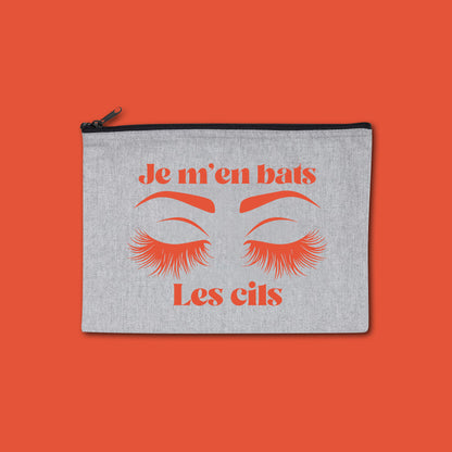 Pochette zippée recyclée Je m'en bats les cils