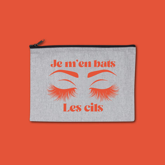 Pochette zippée recyclée Je m'en bats les cils