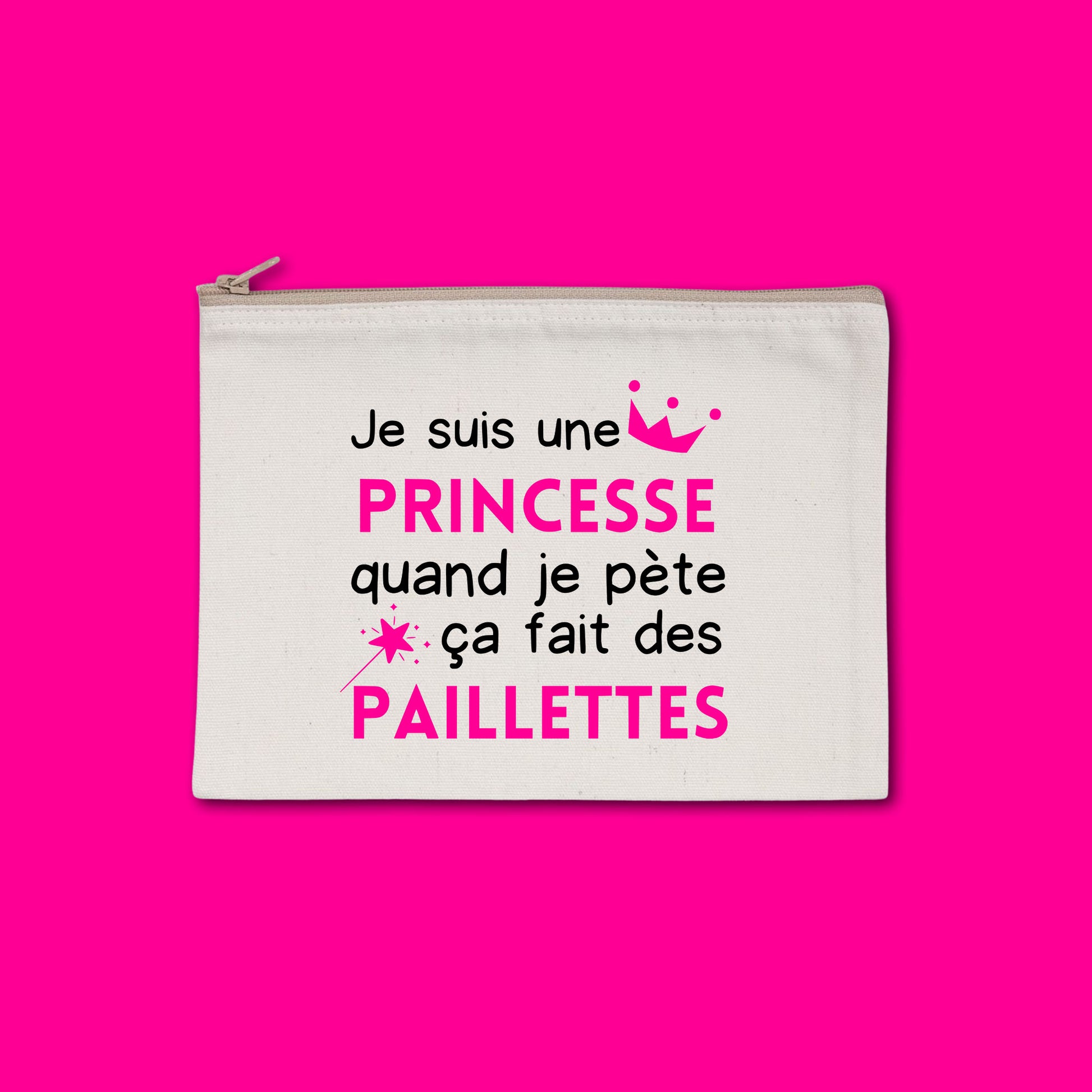 Pochette zippée recyclée Je suis une princesse