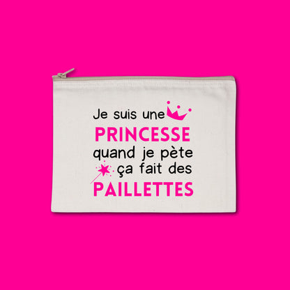 Pochette zippée recyclée Je suis une princesse