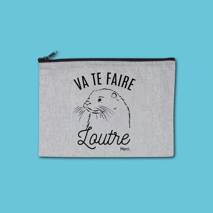 Pochette zippée recyclée Va te faire loutre