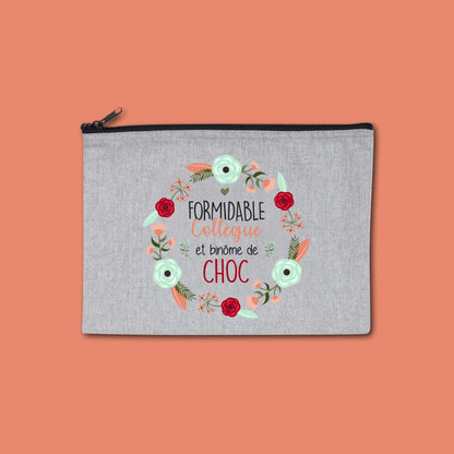 Pochette zippée recyclée Formidable collègue et binôme de choc