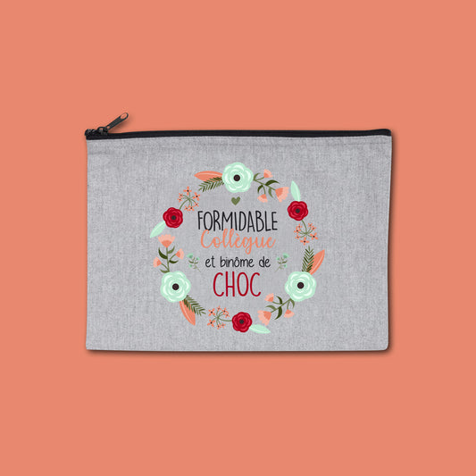 Pochette zippée recyclée Formidable collègue et binôme de choc
