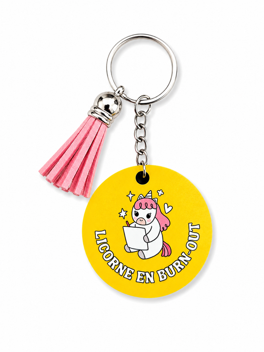 Porte-clés Licorne en burn-out