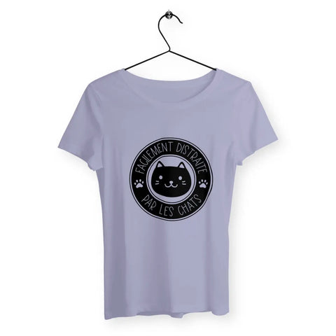 T-shirt femme Facilement distraite par les chats