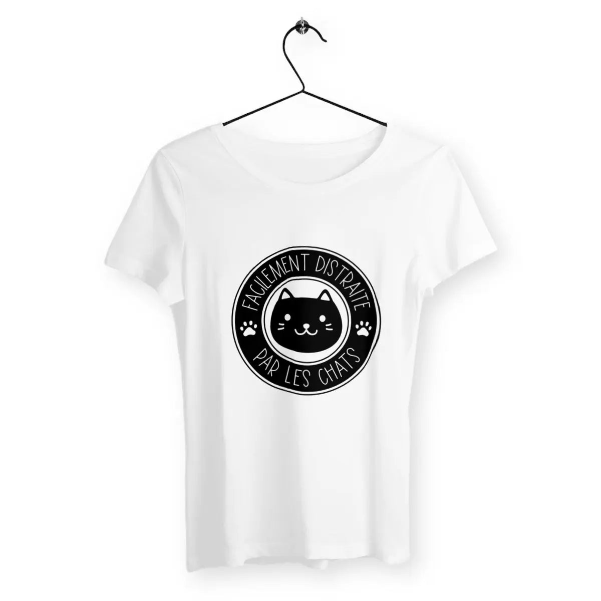 T-shirt femme Facilement distraite par les chats