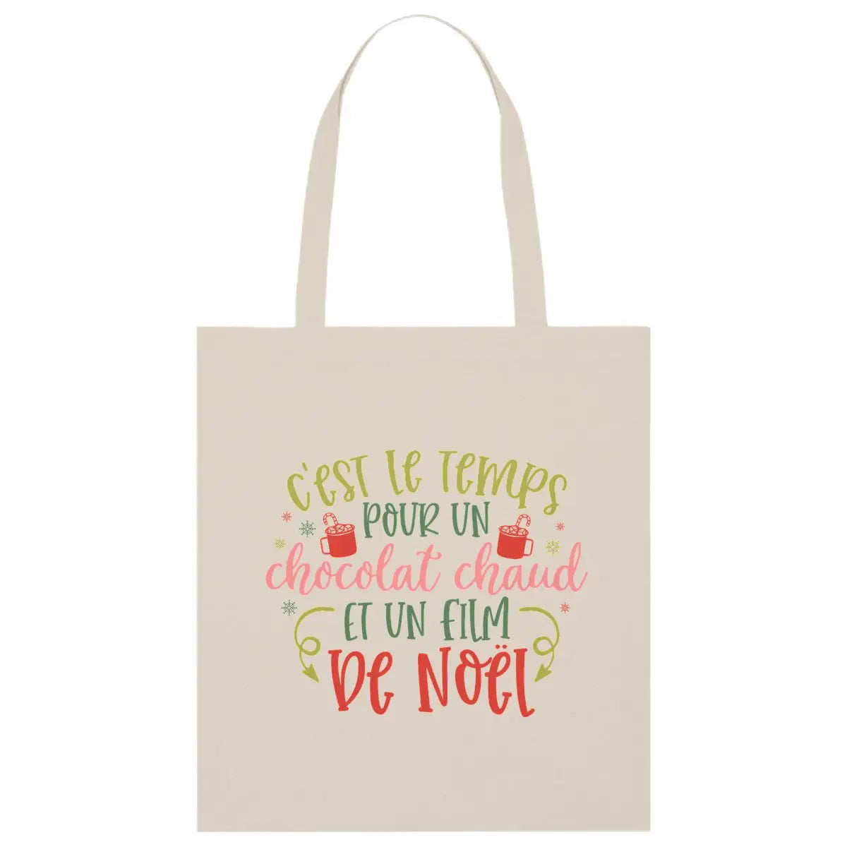 Tote bag léger - C'est le temps pour un chocolat chaud et un film de Noël