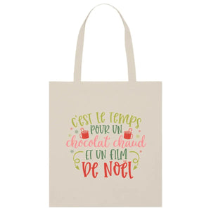 Tote bag léger - C'est le temps pour un chocolat chaud et un film de Noël