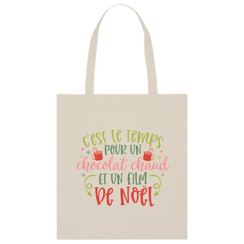 Tote bag léger - C'est le temps pour un chocolat chaud et un film de Noël