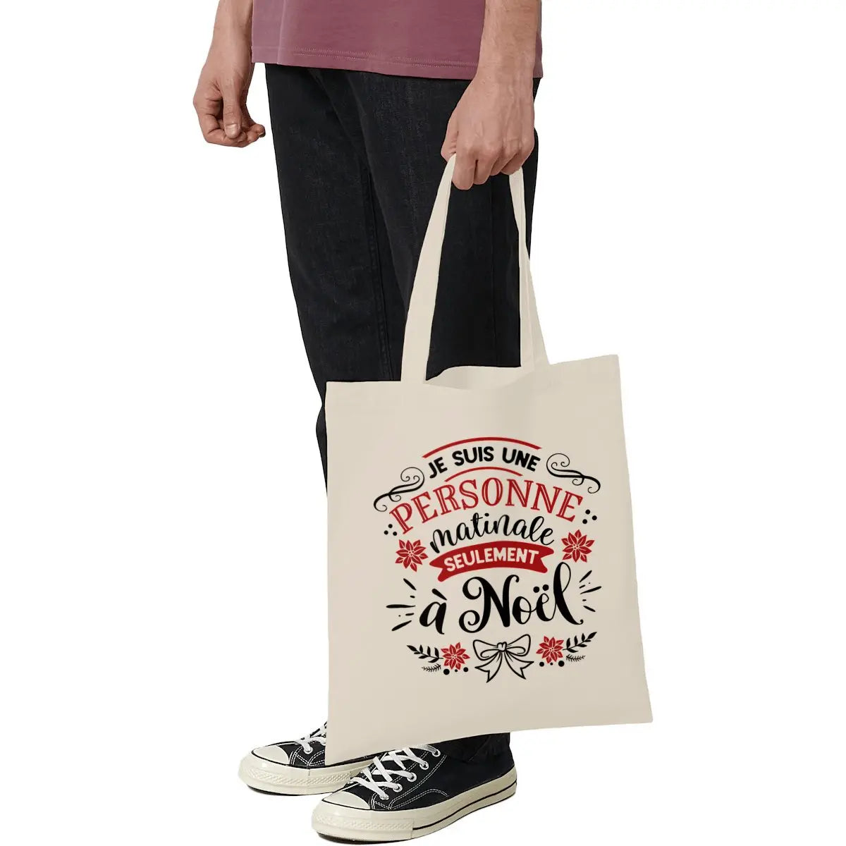 Tote bag léger - Je suis une personne matinale seulement à Noël