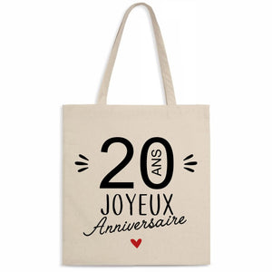 Totebag 20 Ans Joyeux Anniversaire