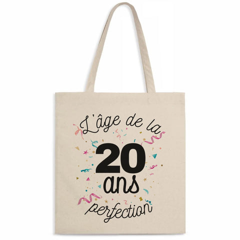 Totebag 20 ans l`âge de la perfection