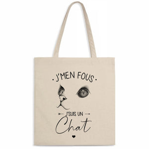 Totebag J'men fous j'suis un chat