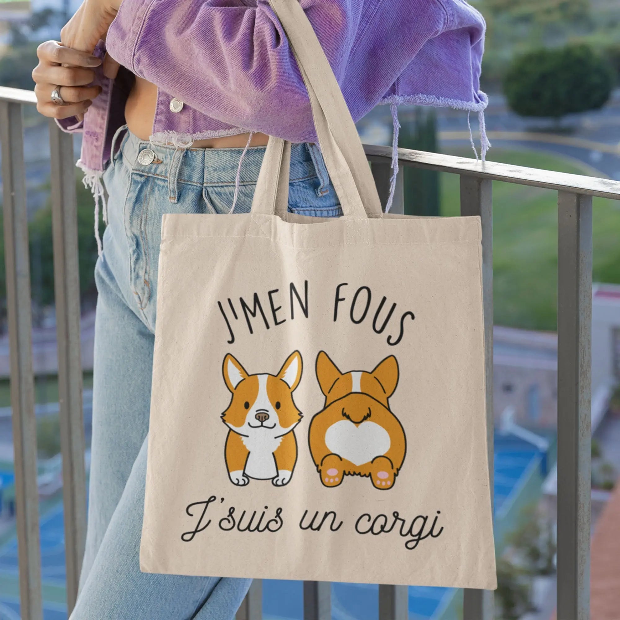 Totebag J'men fous je suis un corgi