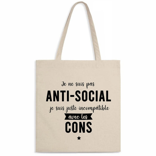 Totebag Je ne suis pas anti-social 