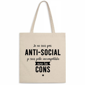 Totebag Je ne suis pas anti-social 