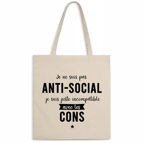 Totebag Je ne suis pas anti-social 