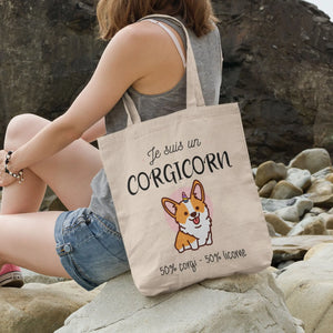 Totebag Je suis un corgicorn