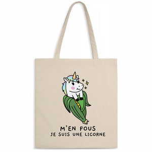 Totebag M'en fous je suis une licorne