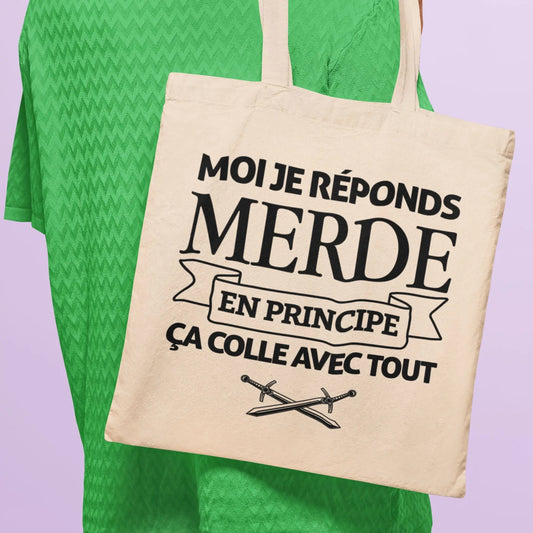 Totebag Moi je réponds merde