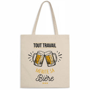 Totebag Tout travail mérite sa bière