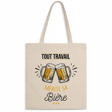 Totebag Tout travail mérite sa bière