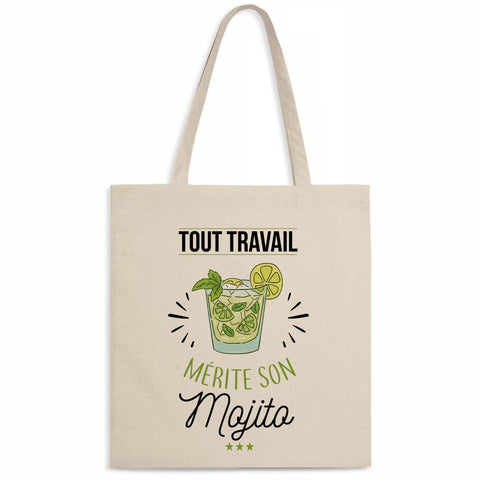 Totebag Tout travail mérite son mojito