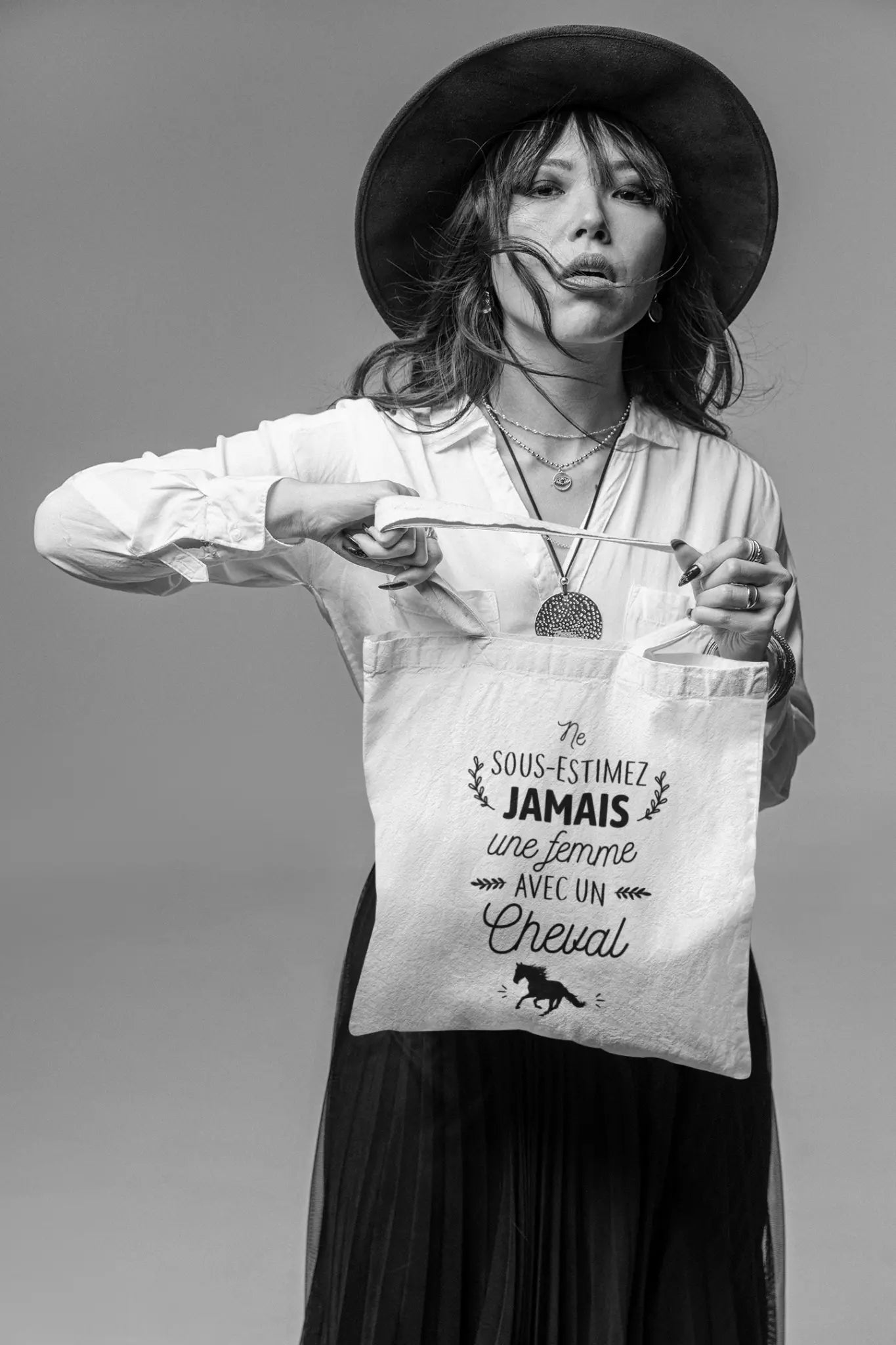 Totebag Une femme avec un cheval