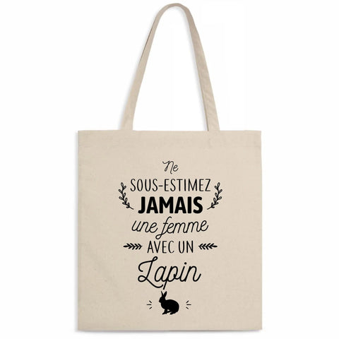 Totebag Une femme avec un lapin