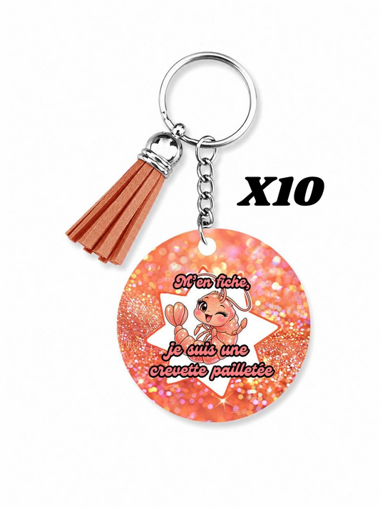 Lot de 10 porte-clés personnalisés Encre et Créations