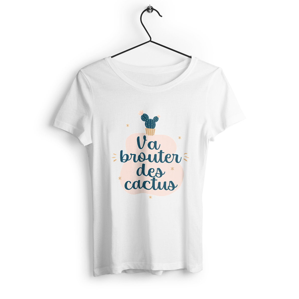 T-shirt femme en coton bio Va brouter des cactus - face_0