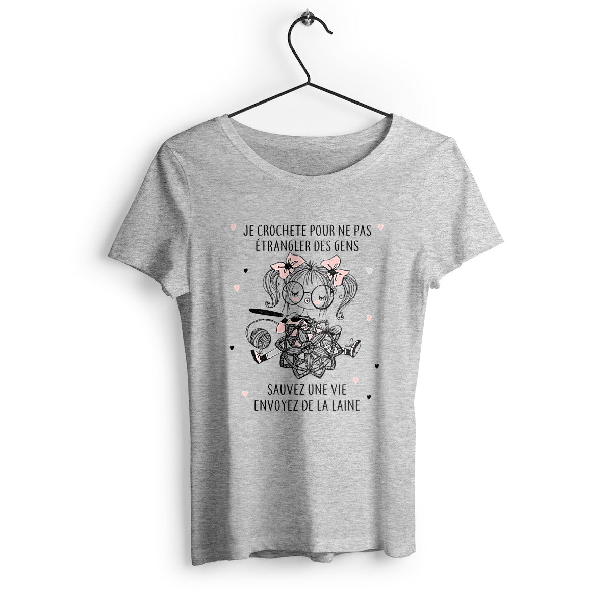 T-shirt femme Je crochette pour ne pas étrangler des gens - face_1