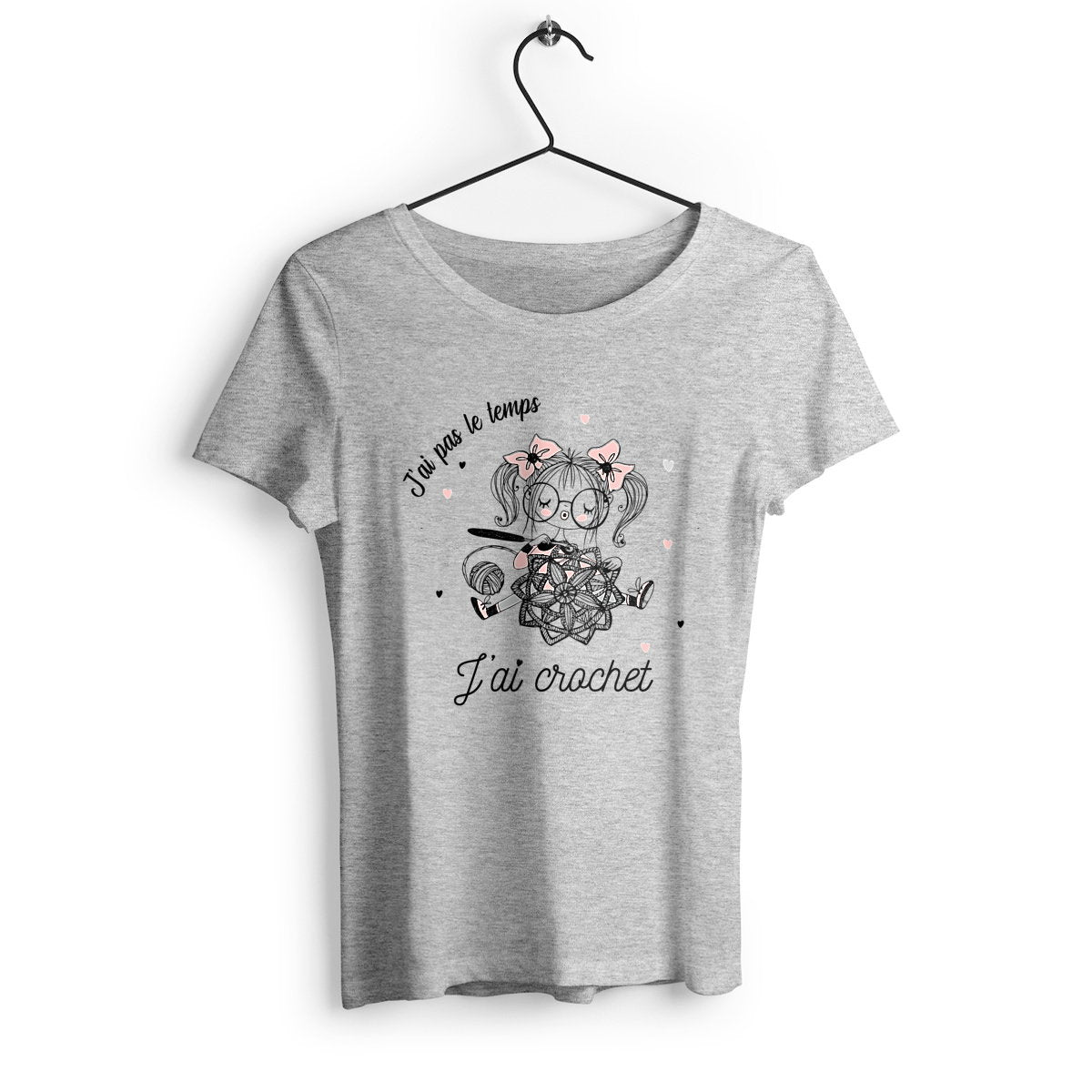 T-shirt femme J'ai pas le temps j'ai crochet - face_1