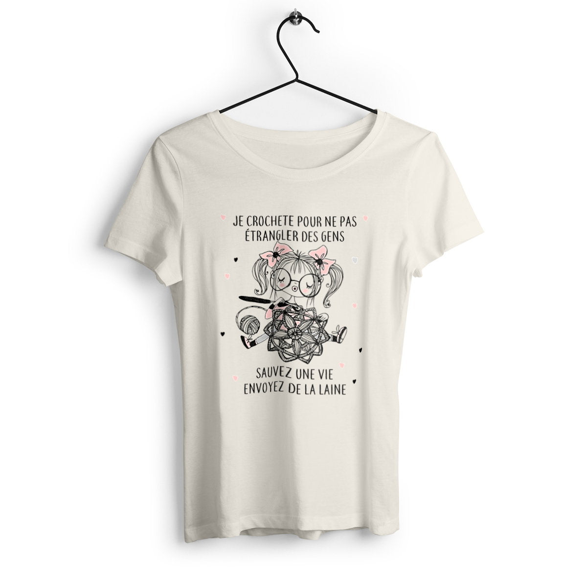 T-shirt femme Je crochette pour ne pas étrangler des gens - face_2