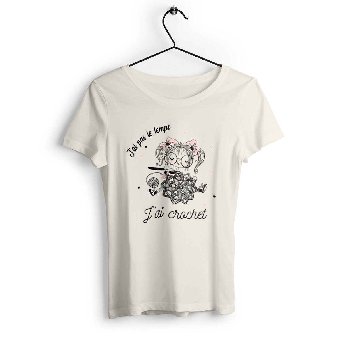 T-shirt femme J'ai pas le temps j'ai crochet - face_2