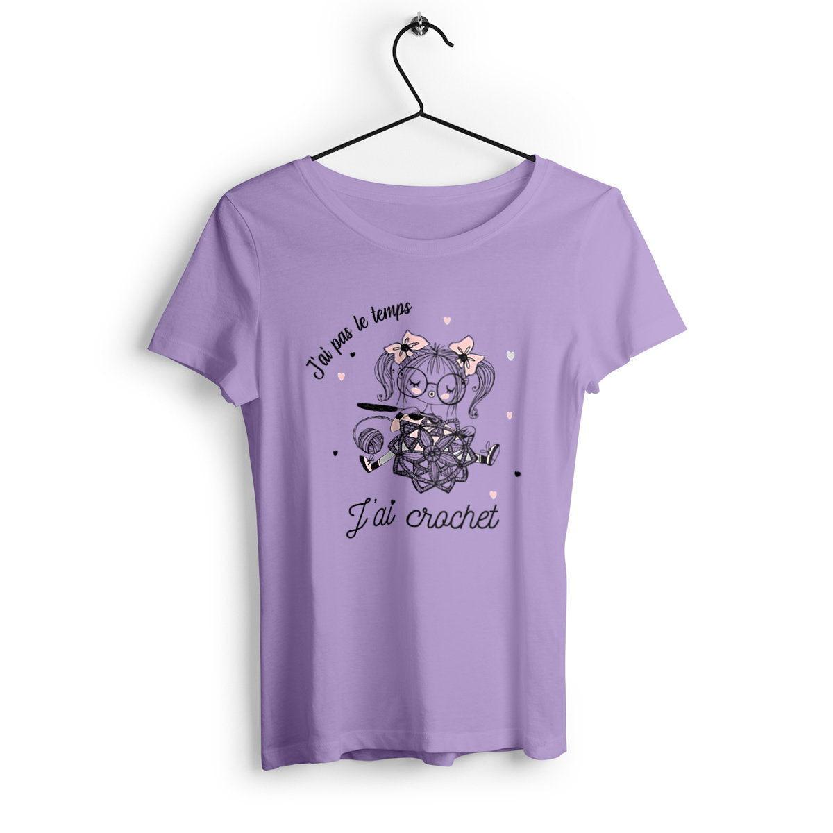 T-shirt femme J'ai pas le temps j'ai crochet - face_3