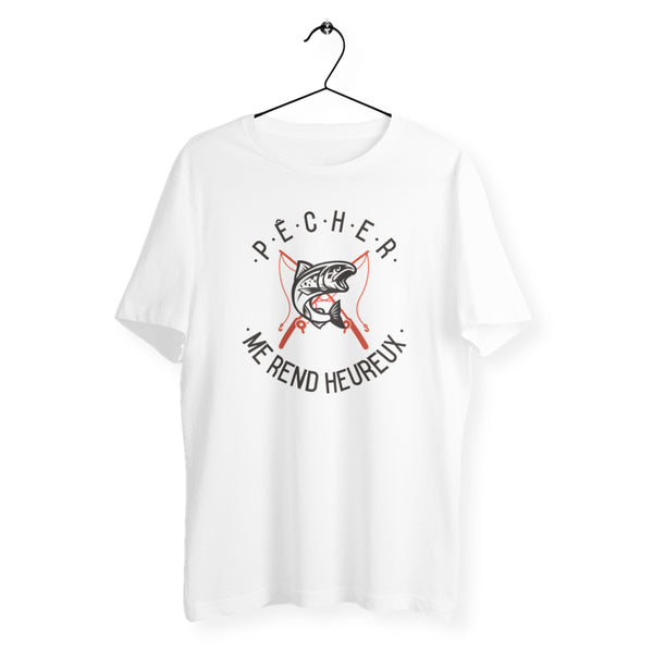 T-shirt homme col rond - Pêcher me rend heureux